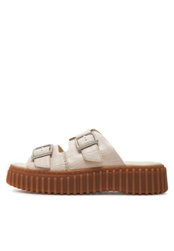 Clarks Klapki Torhill Slide 26176430 Beżowy. Kolor: beżowy. Materiał: skóra