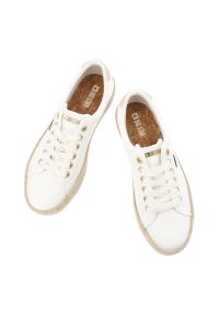 Big-Star - Trampki damskie Big Star, sznurowany fason platforma z plecionki jutowej złote detale lekka podeszwa modny letni styl, białe, TT274349. Okazja: na co dzień, na spacer. Zapięcie: sznurówki. Kolor: biały. Materiał: jeans, włókno. Szerokość cholewki: normalna. Sezon: lato. Obcas: na platformie. Styl: wakacyjny, casual, klasyczny, elegancki #5