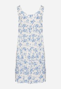 Born2be - Biało-Niebieska Rozkloszowana Sukienka z Bawełny z Kwiatowym Wzorem Anniviana. Okazja: na imprezę, na co dzień. Kolor: biały. Materiał: bawełna. Wzór: kwiaty. Typ sukienki: proste. Styl: elegancki, casual, klasyczny #6