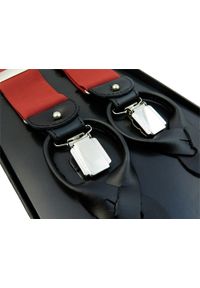 Modini - Czerwone szelki męskie na guziki G2. Kolor: czerwony. Materiał: skóra, guma, materiał, poliester #1