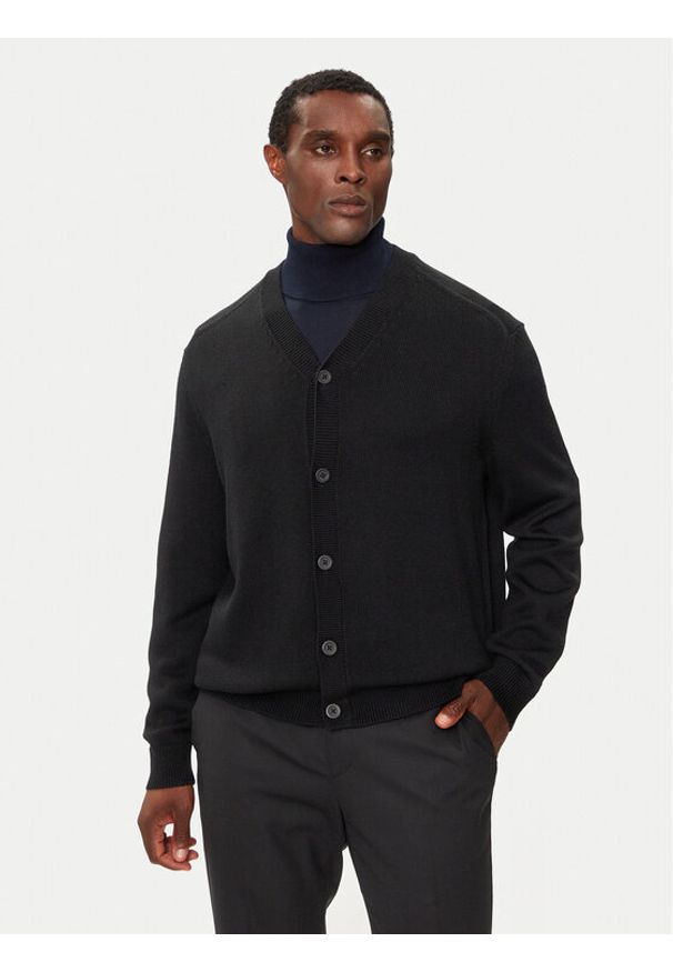 Armani Exchange Kardigan 6DZE1G ZM1LZ 1200 Czarny Regular Fit. Kolor: czarny. Materiał: bawełna, syntetyk