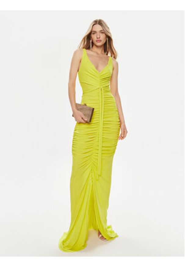 Elisabetta Franchi Sukienka wieczorowa AB-590-42E2-V780 Zielony Slim Fit. Kolor: zielony. Materiał: wiskoza. Styl: wizytowy