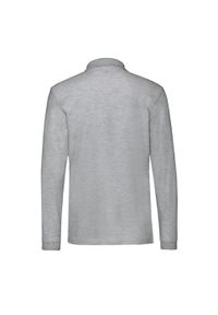 FRUIT OF THE LOOM - Męska Koszulka Polo Premium Z Długim Rękawem. Typ kołnierza: polo. Kolor: szary. Długość rękawa: długi rękaw. Długość: długie
