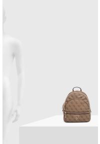 Guess plecak damski kolor beżowy mały wzorzysty. Kolor: beżowy #2