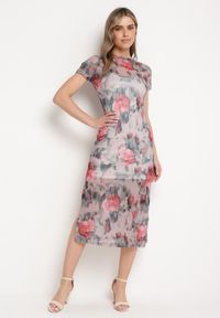 Born2be - Różowa Prześwitująca Sukienka z Krótkim Rękawem i Nadrukiem Baham. Okazja: na co dzień. Kolor: różowy. Materiał: wiskoza. Długość rękawa: krótki rękaw. Wzór: nadruk. Typ sukienki: proste. Styl: casual, elegancki #7