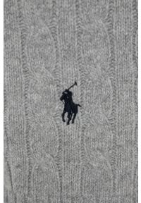 Polo Ralph Lauren szalik wełniany kolor szary gładki. Kolor: szary. Materiał: wełna. Wzór: gładki #2