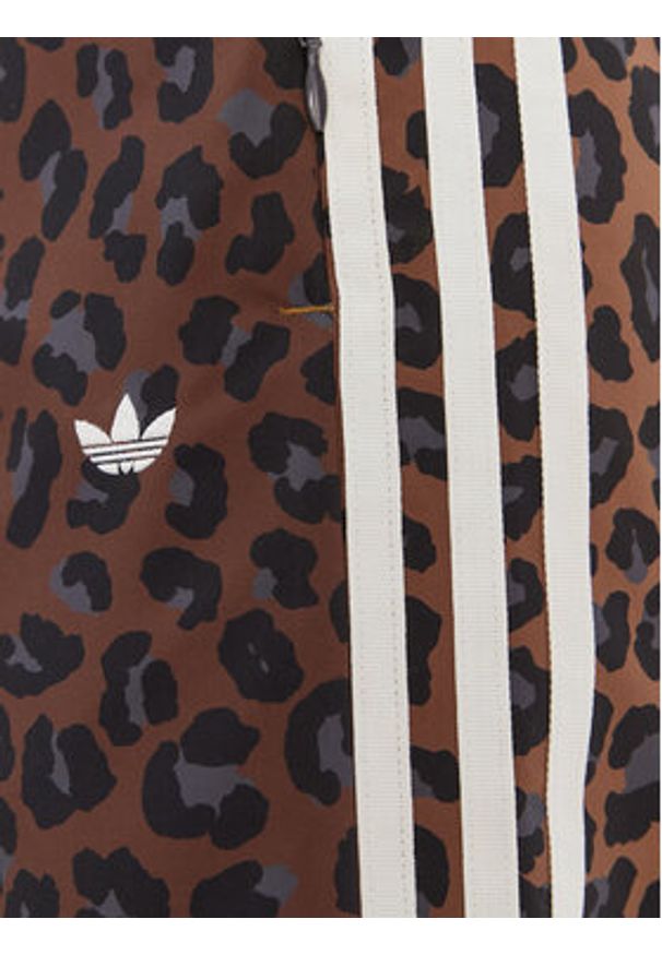 Adidas - adidas Spodnie dresowe Leopard Firebird JW7302 Brązowy Wide Leg. Kolor: brązowy. Materiał: syntetyk