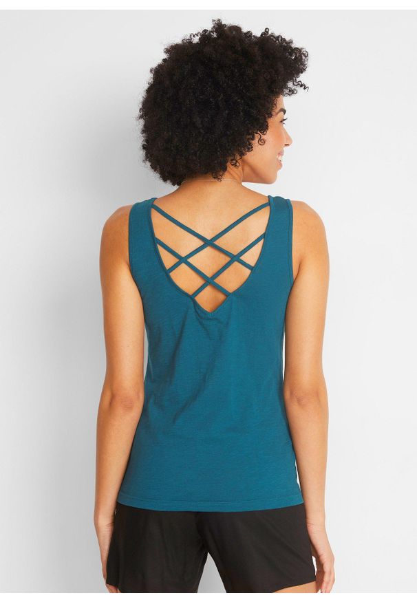 bonprix - Top z dżerseju z czystej bawełny organicznej. Kolor: niebieski. Materiał: jersey, bawełna