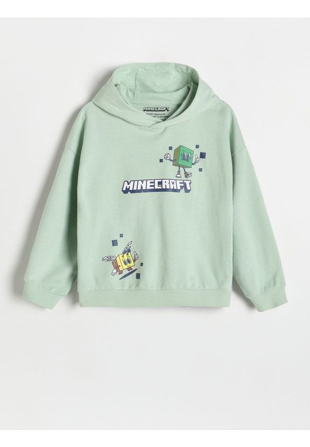 Reserved - Bluza Minecraft - jasnoturkusowy. Kolor: turkusowy. Materiał: bawełna, dzianina