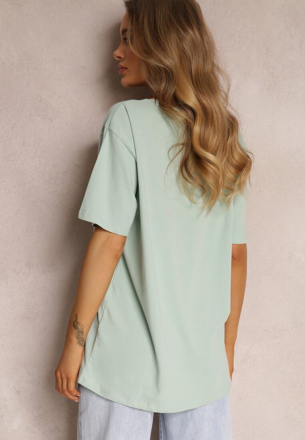 Renee - Miętowy T-shirt Nikoneus. Kolor: miętowy. Materiał: dzianina. Sezon: wiosna, lato