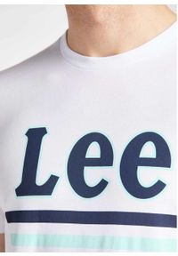 Lee - LEE STRIPE TEE MĘSKI T-SHIRT KOSZULKA LOGO NADRUK BRIGHT WHITE L64VFQLJ. Wzór: nadruk #3