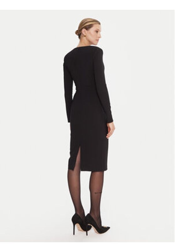 Elisabetta Franchi Sukienka koktajlowa AB-805-57E2-V460 Czarny Slim Fit. Kolor: czarny. Materiał: syntetyk. Styl: wizytowy