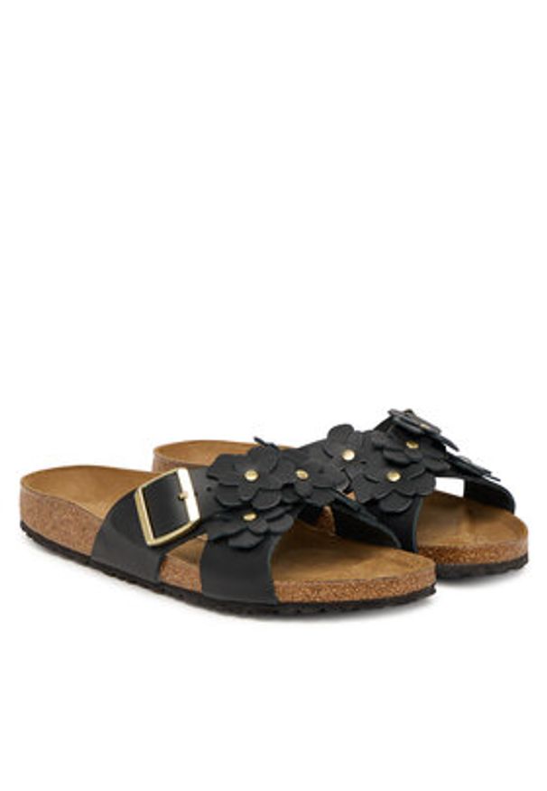 Birkenstock Klapki Siena 1026734 Czarny. Kolor: czarny. Materiał: skóra