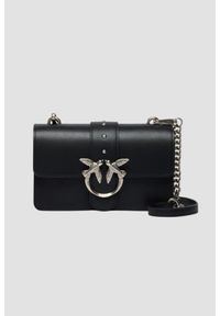 Pinko - PINKO Czarna kopertówka Love One Mini St. Cl Vitello Seta. Kolor: czarny. Materiał: skórzane. Styl: wizytowy, klasyczny, elegancki #1