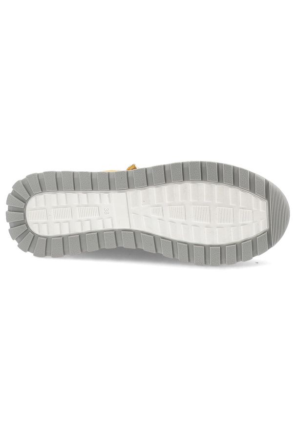 Żółte Sneakersy Wasak Modne Obuwie Damskie. Okazja: na co dzień. Zapięcie: sznurówki. Kolor: żółty. Materiał: skóra. Wzór: grochy