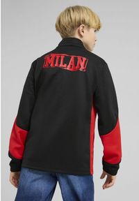 Puma - Młodzieżowa kurtka AC Milan ftblNRGY+ PUMA Black For All Time Red. Kolor: czerwony, czarny, wielokolorowy. Wzór: aplikacja. Styl: młodzieżowy
