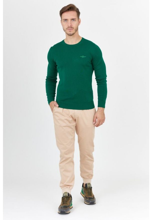 Aeronautica Militare - AERONAUTICA MILITARE Zielony sweter męski. Kolor: zielony. Materiał: wełna