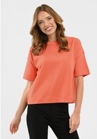 Volcano - Bawełniany t-shirt, Comfort Fit, T-FLAME. Kolor: pomarańczowy. Materiał: bawełna. Długość rękawa: krótki rękaw. Długość: krótkie