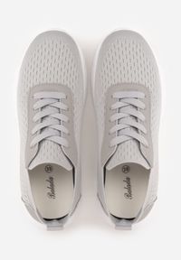 Born2be - Szare Minimalistyczne Buty Sportowe z Siateczki na Tłoczonej Podeszwie Zanera. Okazja: na co dzień, na spacer. Kolor: szary. Materiał: jeans. Szerokość cholewki: normalna. Sport: turystyka piesza, fitness, joga i pilates #8