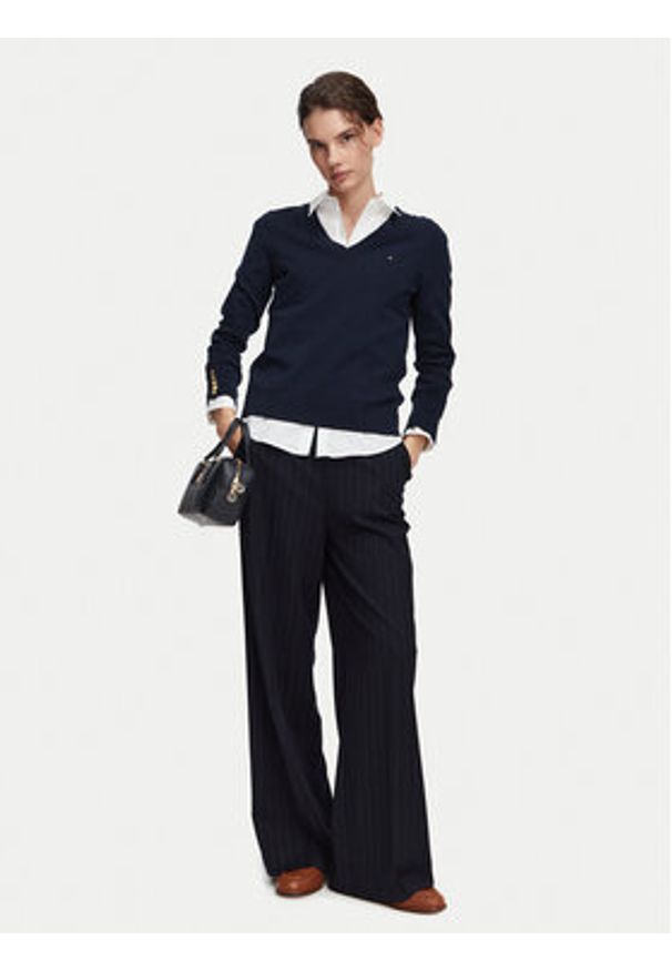TOMMY HILFIGER - Tommy Hilfiger Sweter Jersy Wine WW0WW40098 Granatowy Regular Fit. Kolor: niebieski. Materiał: bawełna