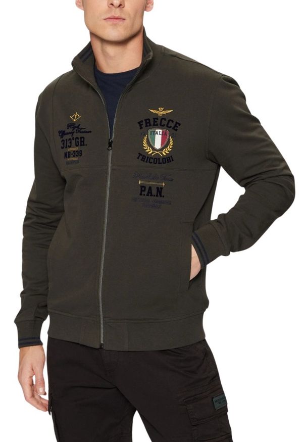 Aeronautica Militare - AERONAUTICA MILITARE Szarozielona bluza męska Color-block. Kolor: zielony