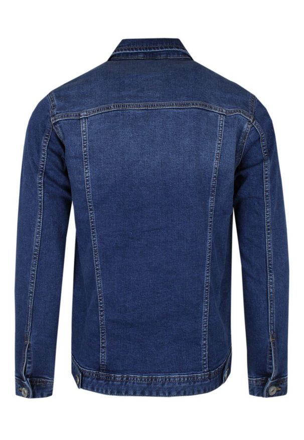 Przejściowa Kurtka Jeansowa (Katana) - Pako Jeans - Granatowa. Kolor: niebieski. Materiał: bawełna, tkanina, elastan. Styl: klasyczny