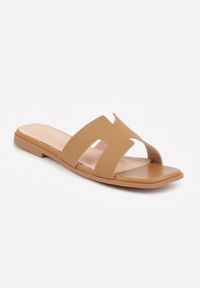 Born2be - Beżowe Klapki VICES Casual z Kwadratowym Noskiem i Wycięciami Zepaela. Okazja: na co dzień. Kolor: beżowy. Materiał: jeans. Styl: casual #4