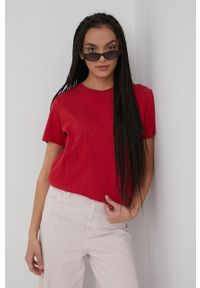 Superdry t-shirt bawełniany kolor czerwony. Kolor: czerwony. Materiał: bawełna. Długość rękawa: krótki rękaw. Długość: krótkie. Wzór: gładki