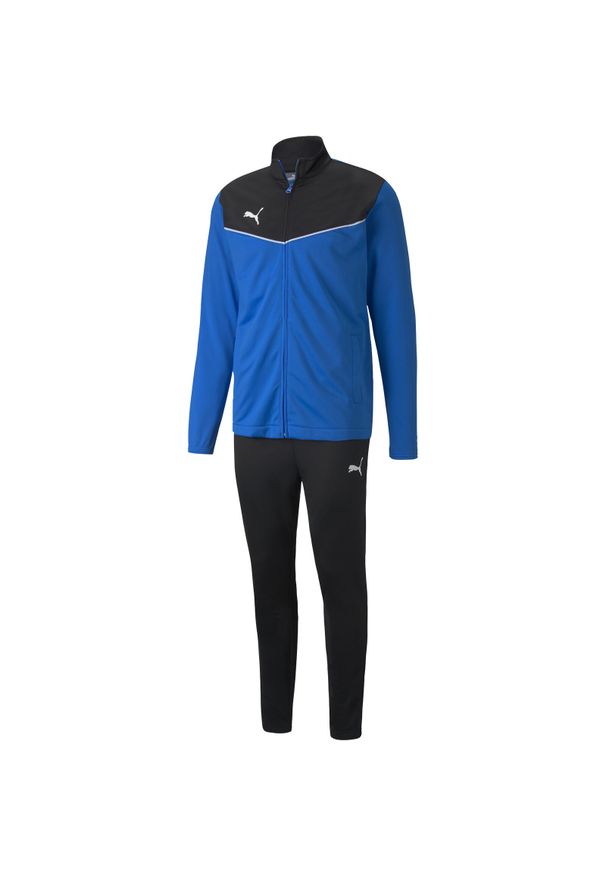 Dres Puma Individual Rise, Mężczyźni. Kolor: wielokolorowy, niebieski, czarny. Materiał: dresówka