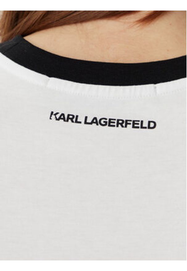 Karl Lagerfeld - KARL LAGERFELD T-Shirt B2W17021 Biały Slim Fit. Typ kołnierza: dekolt w karo. Kolor: biały. Materiał: bawełna