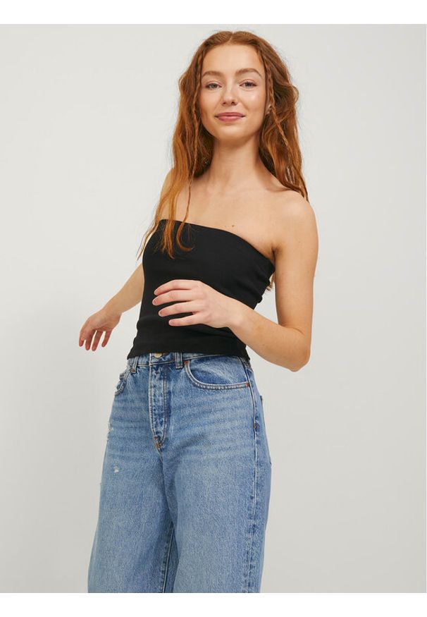 JJXX Top Fiona 12234188 Czarny Slim Fit. Kolor: czarny. Materiał: bawełna