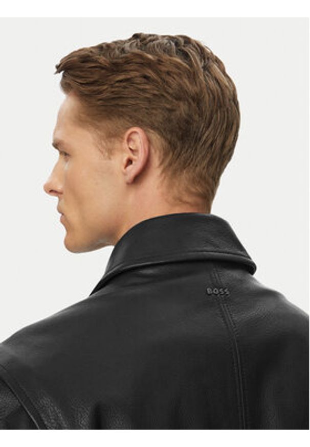 BOSS Kurtka skórzana Josual 50568175 Czarny Regular Fit. Kolor: czarny. Materiał: skóra