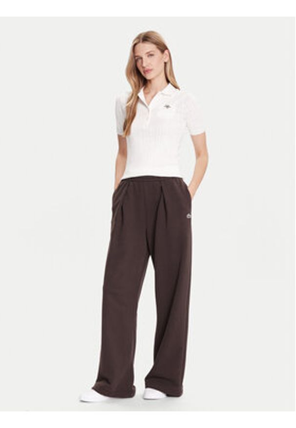Lacoste Spodnie palazzo XF5248 Brązowy Wide Leg. Kolor: brązowy. Materiał: bawełna