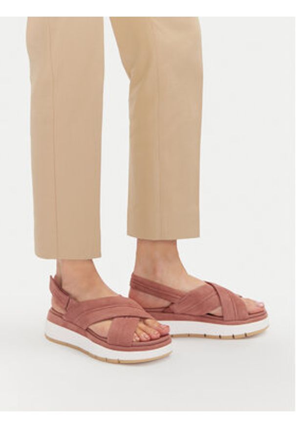 Clarks Sandały Tuscan Cross 26181471 Różowy. Kolor: różowy. Materiał: zamsz, skóra