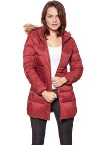 Wrangler - DAMSKA KURTKA ZIMOWA WRANGLER LONG PUFFER SYRAH RED W4105V5S6. Materiał: futro, puch. Sezon: zima #3