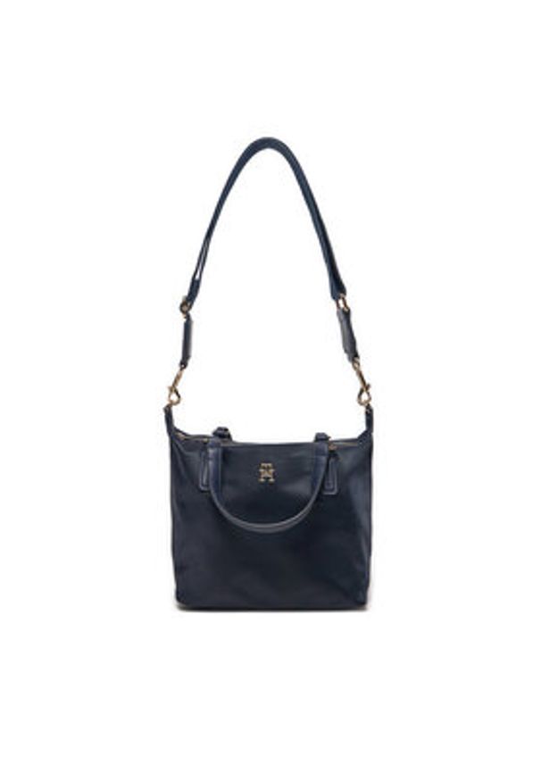 TOMMY HILFIGER - Tommy Hilfiger Torebka Poppy Th Small Tote AW0AW15640 Granatowy. Kolor: niebieski