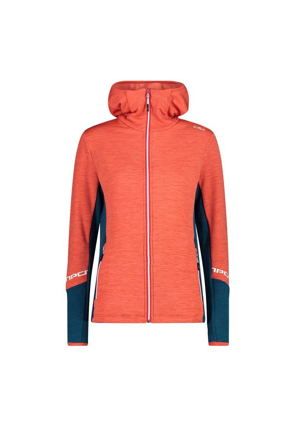 Polar z kapturem dla kobiet CMP. Typ kołnierza: kaptur. Kolor: pomarańczowy. Materiał: polar. Sport: turystyka piesza