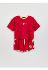 Reserved - Komplet z kontrastowymi wstawkami - czerwony. Kolor: czerwony. Materiał: bawełna