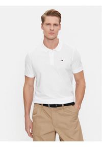 Tommy Jeans Polo DM0DM18312 Biały Slim Fit. Typ kołnierza: polo. Kolor: biały. Materiał: bawełna