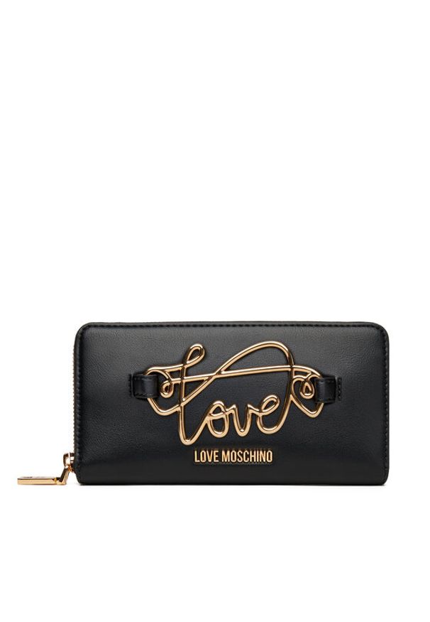Love Moschino - LOVE MOSCHINO Duży Portfel Damski JC5733PP0MKG0000 Czarny. Kolor: czarny. Materiał: skóra