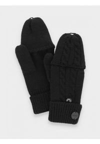 outhorn - Rękawiczki mitenki - czarne. Kolor: czarny. Materiał: dzianina, akryl. Wzór: ze splotem #3