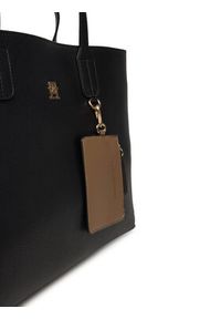 TOMMY HILFIGER - Tommy Hilfiger Torebka Th Icon Satchel AW0AW18122 Czarny. Kolor: czarny. Materiał: skórzane #3