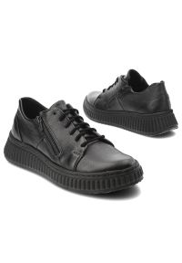 Czarne Sneakersy Wasak Skórzane Obuwie Damskie Na Stopy Wrażliwe. Okazja: na co dzień. Zapięcie: sznurówki. Kolor: czarny. Materiał: skóra. Wzór: grochy. Styl: casual, elegancki #6