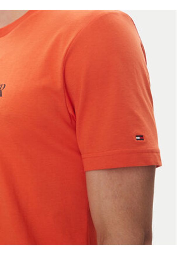 TOMMY HILFIGER - Tommy Hilfiger T-Shirt Brand Love MW0MW40324 Pomarańczowy Regular Fit. Kolor: pomarańczowy. Materiał: bawełna