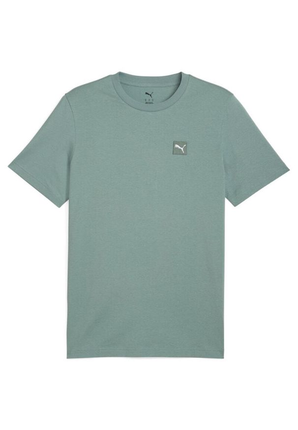 Koszulka męska Puma Ess Elevated Tee. Kolor: zielony. Wzór: aplikacja, haft
