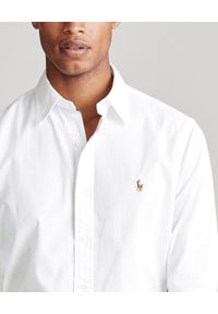 Ralph Lauren - RALPH LAUREN - Biała koszula Chambray Slim Fit. Typ kołnierza: polo. Kolor: biały. Materiał: bawełna. Wzór: haft, kolorowy. Styl: klasyczny #8