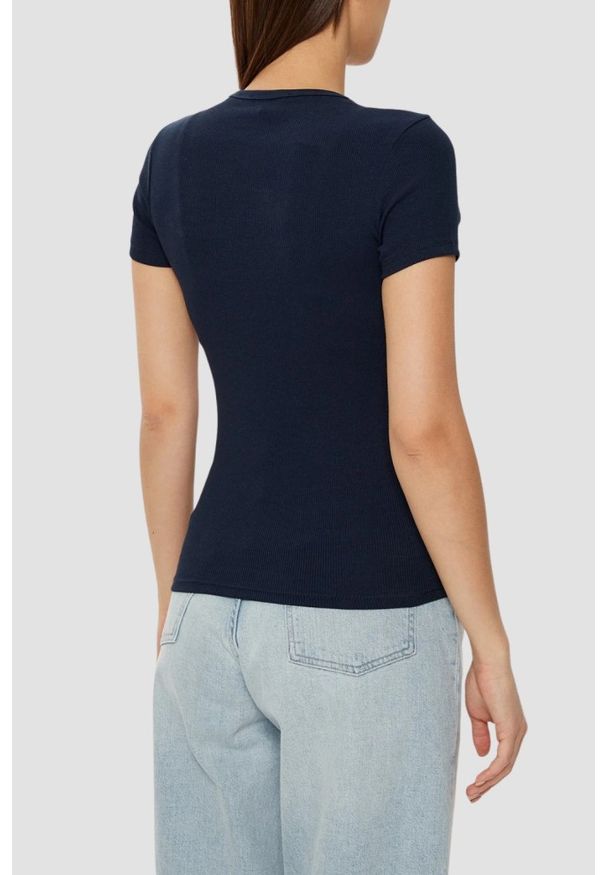 Tommy Jeans - TOMMY JEANS Granatowy t-shirt damski. Kolor: niebieski