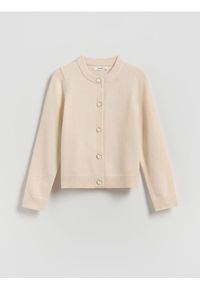 Reserved - Dzianinowy kardigan - kremowy. Kolor: kremowy. Materiał: dzianina #1