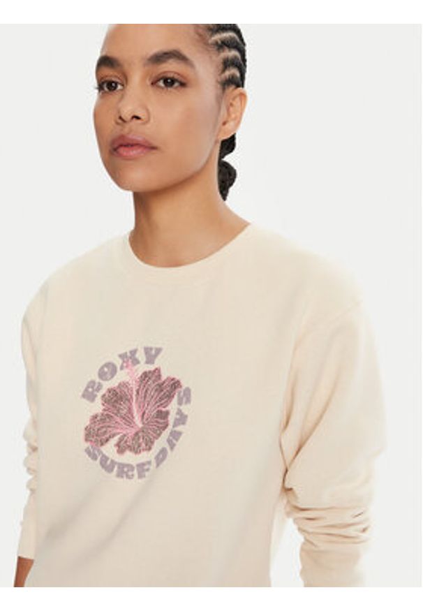 Roxy Bluza Vl Surf Stoked Hoodie Brushed ERJFT05028 Beżowy Regular Fit. Kolor: beżowy. Materiał: bawełna