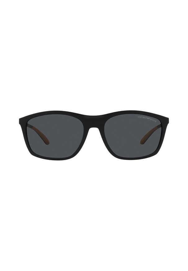 Emporio Armani okulary przeciwsłoneczne męskie kolor czarny. Kształt: prostokątne. Kolor: czarny